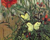 罂粟和蝴蝶 - 文森特·威廉·梵高